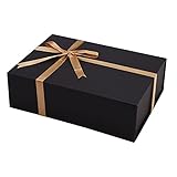 Geschenkbox mit Schleife,Magnetische Große Geschenkbox mit Deckel mit Bandkarte und Papierschnitzel Geschenkkarton mit Magnetisch Deckel Rechteckige Geschenkbox für Hochzeiten Geburtstag Black