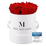 Mia Milano Infinity Rosen Rot für Sie - 3 Jahre haltbar I Valentinstag Deko Geschenk Rosenbox mit 4 echten konservierten Rosen I Handgefertigt in Deutschland