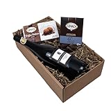 The Wine Guys Präsentkorb „Gaumenfreude“ Italienischer Rotwein Sangiovese und französische Schokoladentrüffel und Vollmilchschokolade als Geschenkset