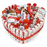 Schokolade Süßigkeiten box in Herzform, Originelles Geschenke Schokobons mix, Country, Kinderriegel, Raffaello, für Kinder, Geburtstag, Kindertag, Muttertag
