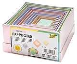 folia 3119 - Pappboxen im Eckig Design, in Pastellfarben, 12 Stück, in verschiedenen Größen, schöne Geschenkverpackung zum individuellen Dekorieren und Gestalten, ideal für jeden Anlass