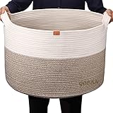 GOCAN XXXL korb aufbewahrung groß wäschekorb D55XH35cm wäschesammler aufbewahrungskorb für Kissen korb geflochten körbe mit Griffen für kinderzimmer jute korb