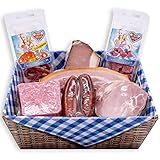 WURSTBARON® Geschenkbox Bayern klein, Geschenkpaket mit Salami, Schinken und Speck, Wurstpaket mit ca. 0,625 kg