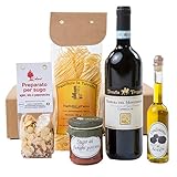 The Wine Guys Präsentkorb „Genussreise Piemont“ mit italienischen Spezialitäten: Piemonteser Feinkost und Barbera | Geschenkset mit Antipasti , Pasta Gewürz