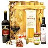 Italienisches Geschenkset „Verona“ | Geschenkkorb gefüllt mit Wein, italienischen Spezialitäten & edler Holzkiste | Präsentkorb für Frauen & Männer zum Geburtstag, Dankeschön