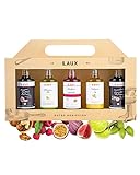 LAUX Essig Öl Geschenkbox - 5 Sorten im Set: Olivenöl, Walnussöl, Balsam & Aperitif - Für Salate Oder Herzhafte Gerichte - Grill Geschenk Set für Sie & Ihn (5 x 40ml)